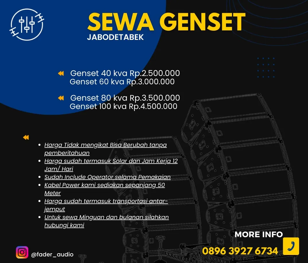 Harga Sewa Genset 100 Kv Jakarta