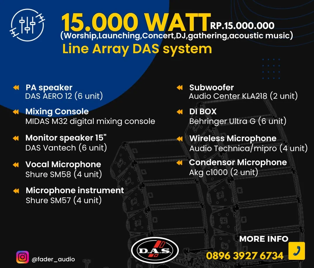 Harga Sewa Sound System 15000 Watt Line Array DAS
